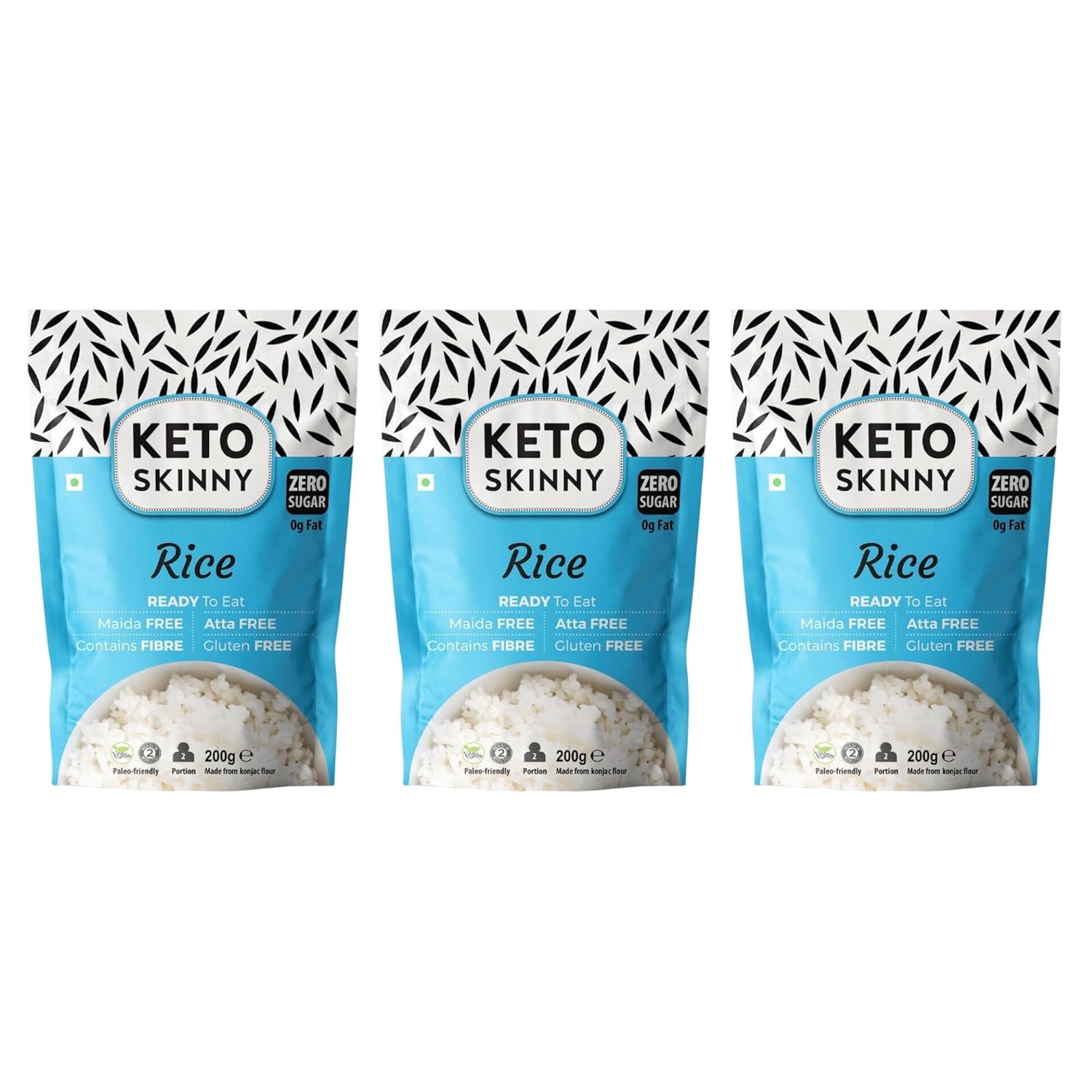 Keto Skinny Organic Rice, 100% Natural, Low Carb, Low Calorie, Zero Fat, Zero Sugar, Ready to Eat, Gluten Free 270gm