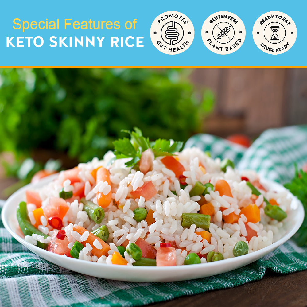Keto Skinny Organic Rice, 100% Natural, Low Carb, Low Calorie, Zero Fat, Zero Sugar, Ready to Eat, Gluten Free 270gm