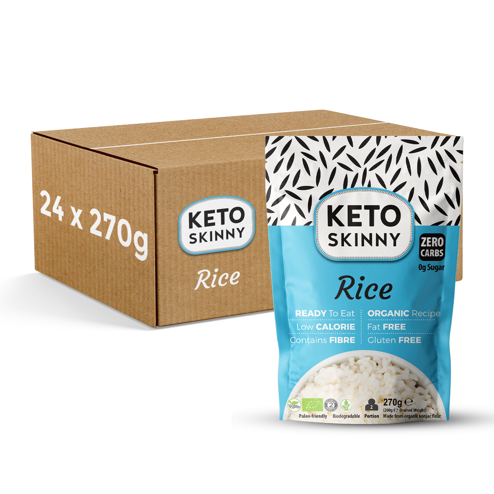 Keto Skinny Organic Rice, 100% Natural, Low Carb, Low Calorie, Zero Fat, Zero Sugar, Ready to Eat, Gluten Free 270gm