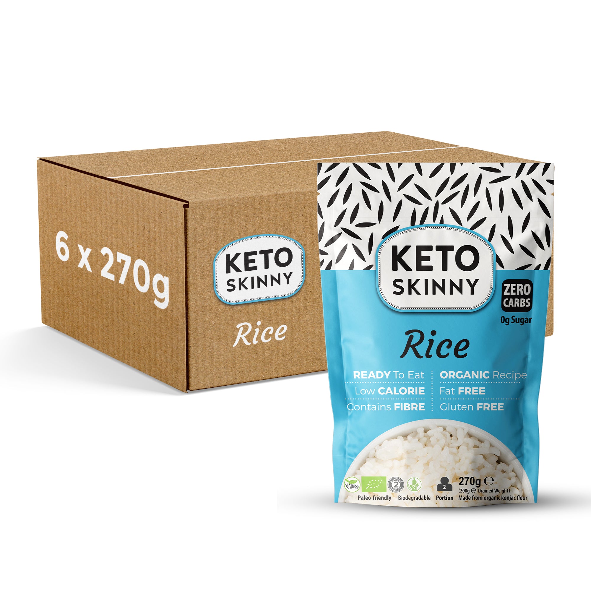 Keto Skinny Organic Rice, 100% Natural, Low Carb, Low Calorie, Zero Fat, Zero Sugar, Ready to Eat, Gluten Free 270gm